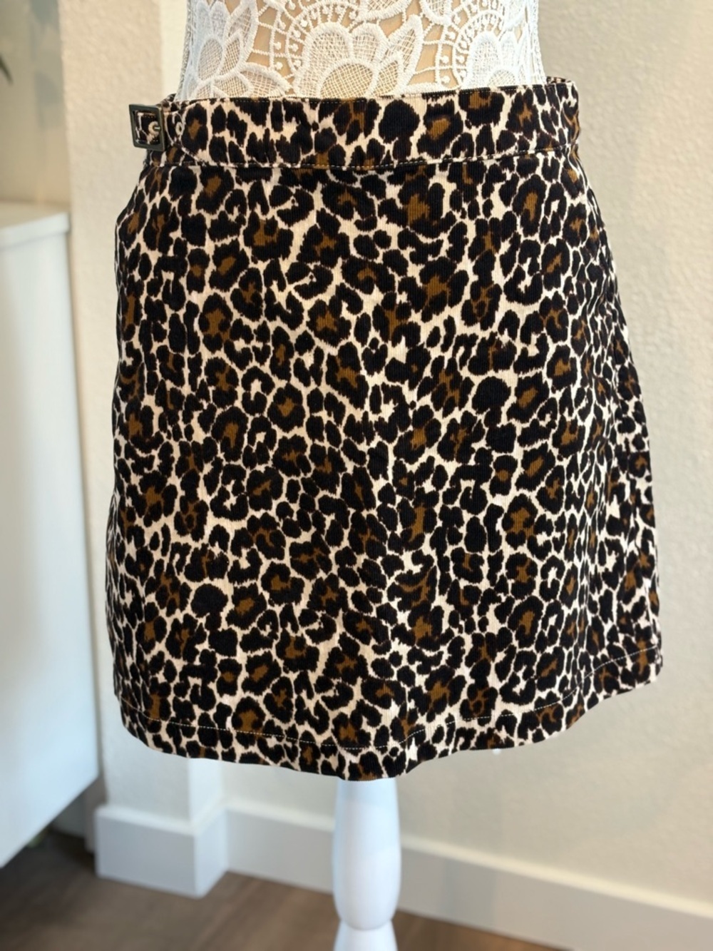 J. Crew Corduroy Leopard Mini A-Line Skirt- size 10